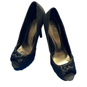 ⭐️ NIB - Taxi black satin peep-toe heels- size 36